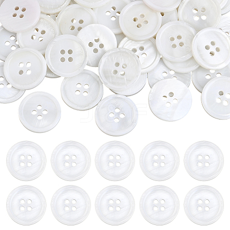 40Pcs 4-Hole Shell Buttons BUTT-ME0001-23-1