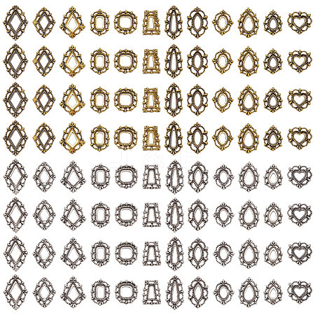 144Pcs 24 Styles Alloy Cabochons Coonector Settings for Rhinestone FIND-PH0028-92-1