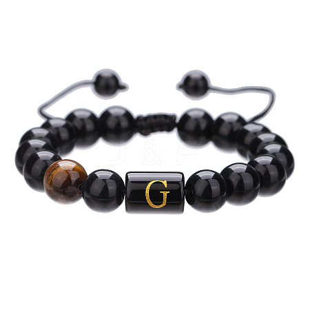 Adjustable Natural Tiger Eye and Glass Beaded Braided Bead Bracelets for Men Women FS-WGD7D76-07-1