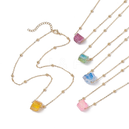 Electroplated Raw Natural Quartz Pendant Necklaces NJEW-JN04968-1