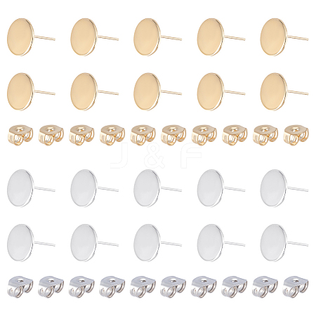 DICOSMETIC 20Pcs 2 Color 201 Stainless Steel Stud Earring Findings STAS-DC0009-99-1