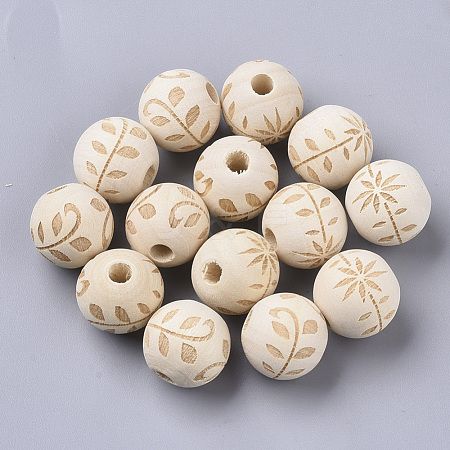 Unfinished Natural Wood European Beads X-WOOD-T025-001A-LF-1