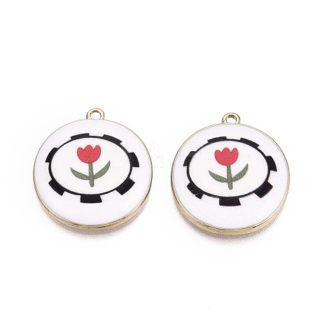 Printed Alloy Enamel Pendants ENAM-N072-03KCG-04-1