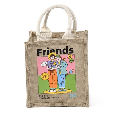 Jute Tote Bags Soft Cotton Handles Laminated Interior ABAG-F003-09C-1