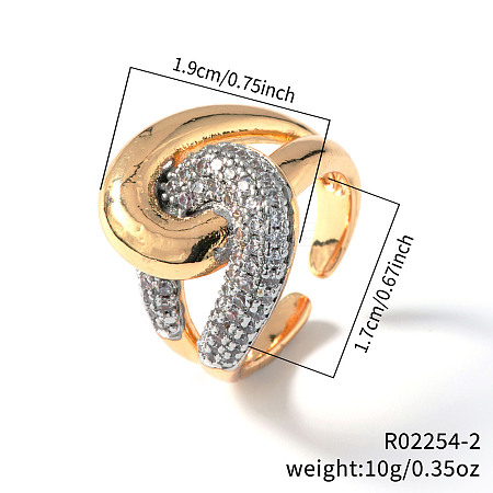 Elegant Brass Pave Cubic Zirconia Double Circle Rings RN9488-2-1