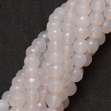 Natural White Agate Beads Strands G-G882-8mm-A06-7-1