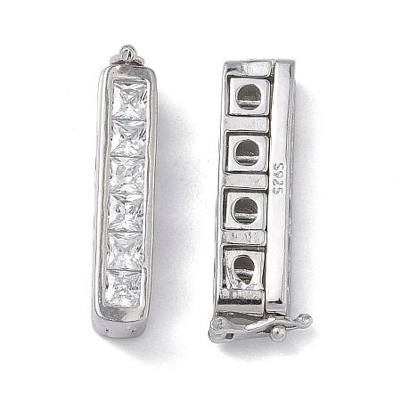 925 Sterling Silver Cubic Zirconia Twister Clasps STER-WH0007-28A-P-1