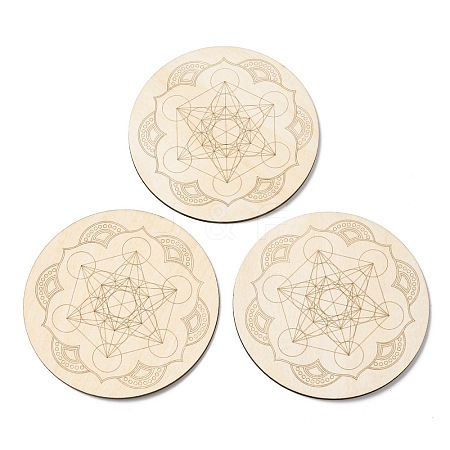 Sacred Geometric Wooden Grid DJEW-F028-01B-1