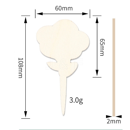 Flower-shaped Wooden Plant Inserting Labels FIND-TAC0003-17-1