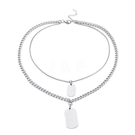 Non-Tarnish 304 Stainless Steel Double Layer Necklaces NJEW-M181-03P-1