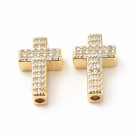 Rack Plating Brass Cubic Zirconia Beads KK-B051-06G-01-1