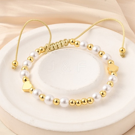 ABS Imitation Pearl Beads Braided Bead Bracelets for Women BJEW-D317-09B-G-1