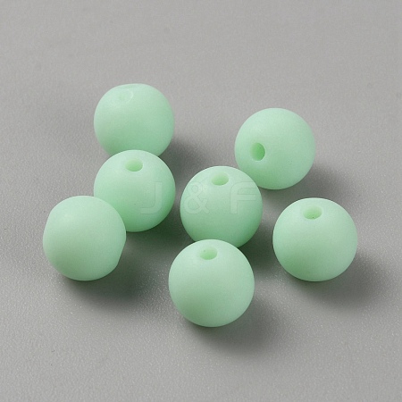 Acrylic Frosted Round Beads FACR-WH0001-06A-15-1