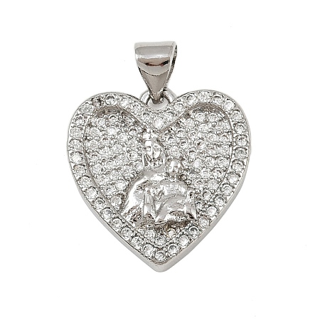 Brass Micro Pave Cubic Zirconia Pendants KK-P323-11B-P01-1