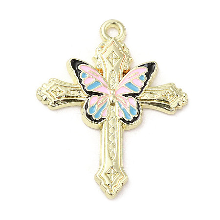 Light Gold Plated Alloy Enamel Pendants LS-ENAM-L041-04B-1