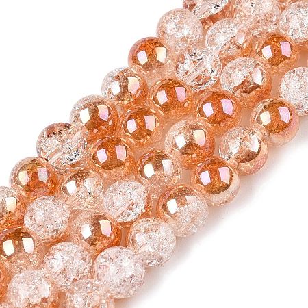 Electroplated Crackle Glass Beads Strands EGLA-N014-6mm-01-1