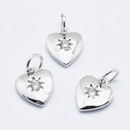 Brass Micro Pave Clear Cubic Zirconia Charms ZIRC-J040-09P-NR-1
