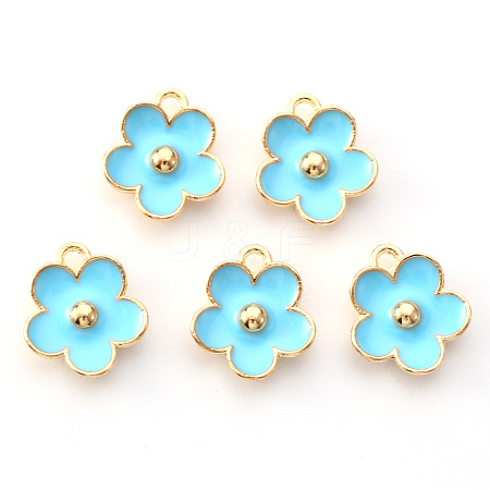 Light Gold Plated Alloy Enamel Pendants ENAM-R136-16C-1