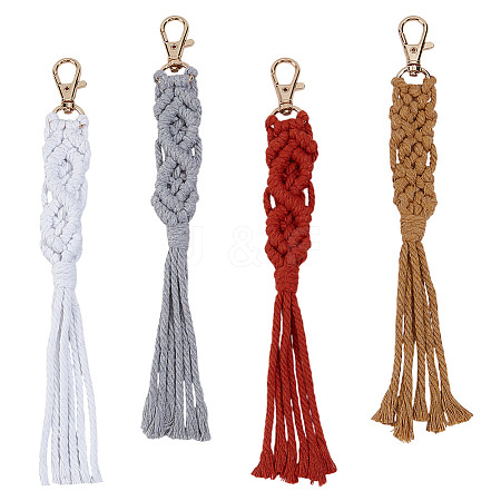 4Pcs 4 Colors Handmade Macrame Cotton Pendant Decoration HJEW-DR0001-11-1