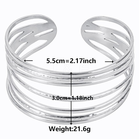Stylish European and American 304 Stainless Steel Cuff Bangles for Women YJ8561-1-1