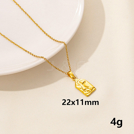 Stainless Steel Abstract Face Pendant Necklaces HK0528-12-1
