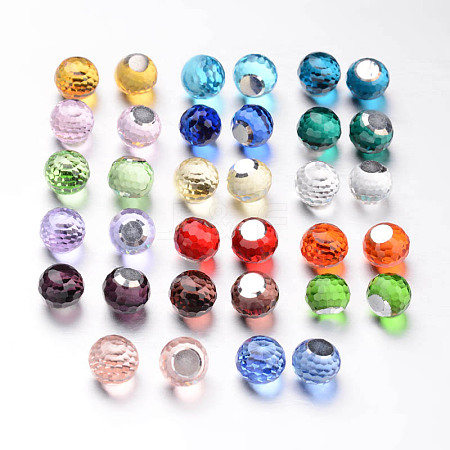 Faceted Round Glass Cabochons GGLA-L008A-M-1