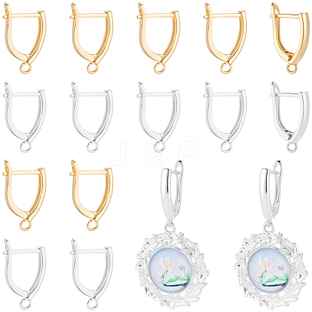 20Pcs 2 Colors Rack Plating Eco-friendly Brass Hoop Earring Findings with Latch Back Closure KK-BBC0027-50-1