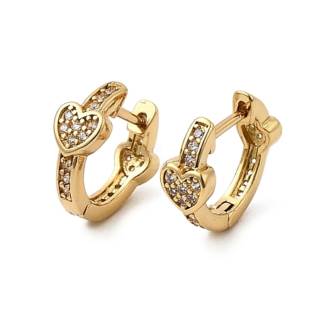Heart Clear Cubic Zirconia Small Chunky Hoop Earrings for Women EJEW-SZ0002-41-1