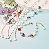 Plum Blossom Flower Glass Link Bracelets Set for Teen Girl Women X1-BJEW-TA00017-2
