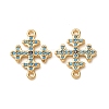 Brass Micro Pave Synthetic Turquoise Connector Charms GG-CBAE681-21G-1