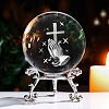 Inner Carving Cross & Prayer Hand Glass Crystal Ball Diaplay Decoration PW-WG8331F-02-1