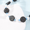 Dyed Natural Lava Rock & Round Synthetic Turquoise & Imitation Pearl Beaded Necklaces GG-CBA922D-07B-3