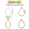 CHGCRAFT 64Pcs 4 Colors Alloy Open Back Bezel Teardrop Pendants FIND-CA0008-81-2