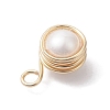 Natural Cultured Freshwater Pearl Copper Wire Wrapped Connector Charms PALLOY-JF02606-4