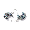 Natural Paua Shell Crescent Moon Dangle Earrings EJEW-G307-01P-4