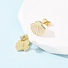 Brass Enamel Stud Earrings EJEW-B152-01G-04-3