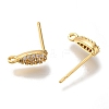 Brass Clear Cubic Zirconia Stud Earrings Finding for Women EJEW-B107-12G-2