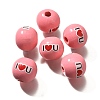 Valentine's Day Element Printed Wood Beads WOOD-R002-01-16-1