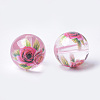 Printed & Spray Painted Transparent Glass Beads X-GLAA-S047-04A-03-2