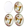 Butterfly Printed Glass Oval Cabochons X-GGLA-N003-13x18-C03-2