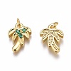 Brass Micro Pave Green Cubic Zirconia Charms X-ZIRC-O035-14G-2
