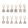 6 Pairs 6 Styles Square & Triangle & Flat Round Alloy Enamel Dangle Leverback Earrings EJEW-JE05239-1