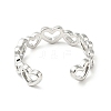 304 Stainless Steel Heart Wrap Open Cuff Ring RJEW-C040-01P-3