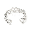 Non-Tarnish 304 Stainless Steel Heart Wrap Open Cuff Ring RJEW-C040-01P-3