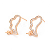 Brass Micro Pave Clear Cubic Zirconia Earring Findings KK-T062-234G-NF-1