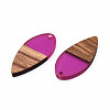 Transparent Resin & Walnut Wood Pendants RESI-N025-031-C05-3