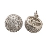 Half Round Brass Micro Pave Clear Cubic Zirconia Stud Earrings EJEW-C126-05P-4