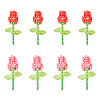 8Pcs 2 Colors Glass Seed Beaded Rose Pendants PALLOY-TA00352-1