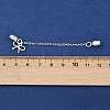 Brass Pave Clear Cubic Zirconia European Safety Chains with Charms KK-L236-15B-S-3