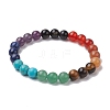 Chakra 8mm Round Natural Golden Sheen Obsidian & Amethyst & Lapis Lazuli & Tiger Eye & Green Aventurine & Carnelian & Red Aventurine BJEW-JB10624-02-1